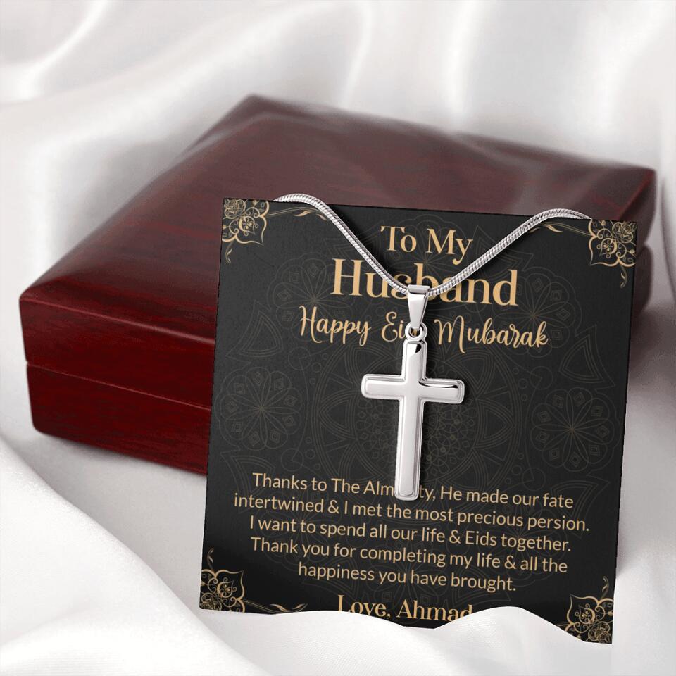 To My Husband Happy Eid Mubarak Personalized Cuban Link Chain
