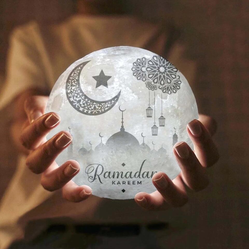 Eid Mubarak Ramadan - 3d Photo Lunar Night Moon Lamp