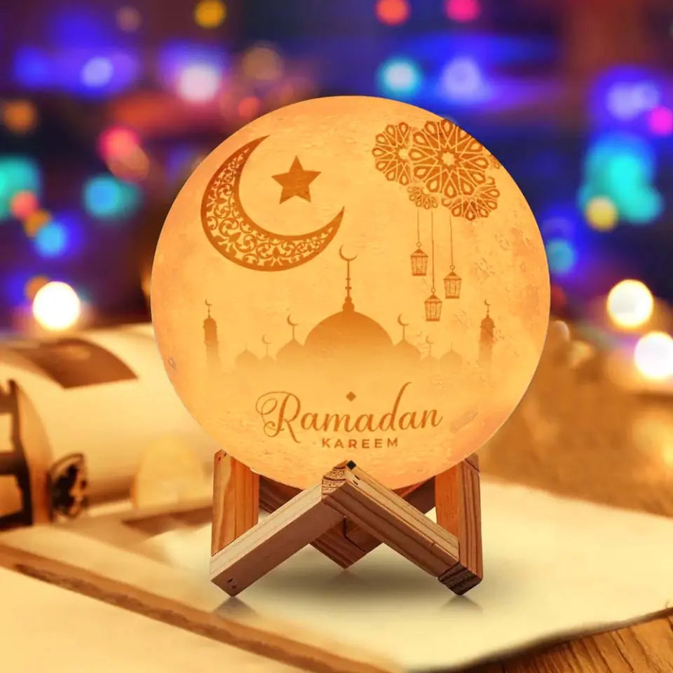 Eid Mubarak Ramadan - 3d Photo Lunar Night Moon Lamp