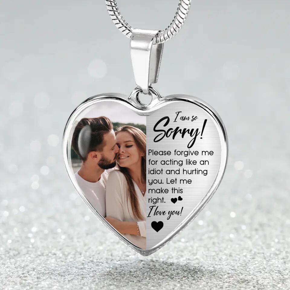 I'm So Sorry Please Forgive Me Personalized Silver Necklace