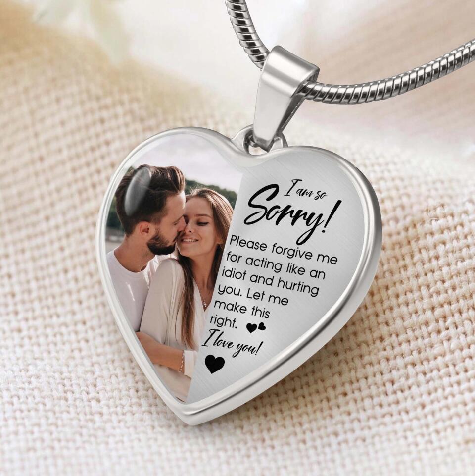 I'm So Sorry Please Forgive Me Personalized Silver Necklace