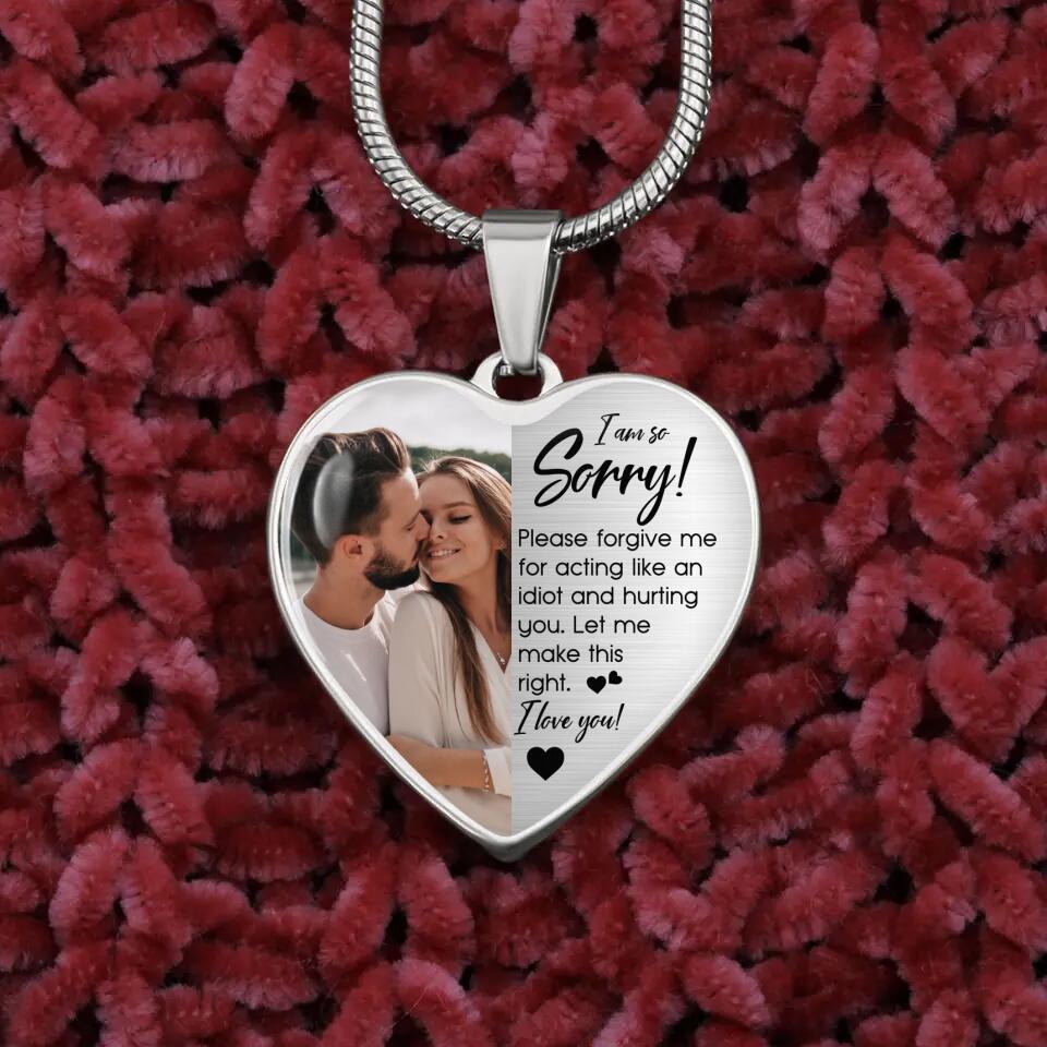 I'm So Sorry Please Forgive Me Personalized Silver Necklace