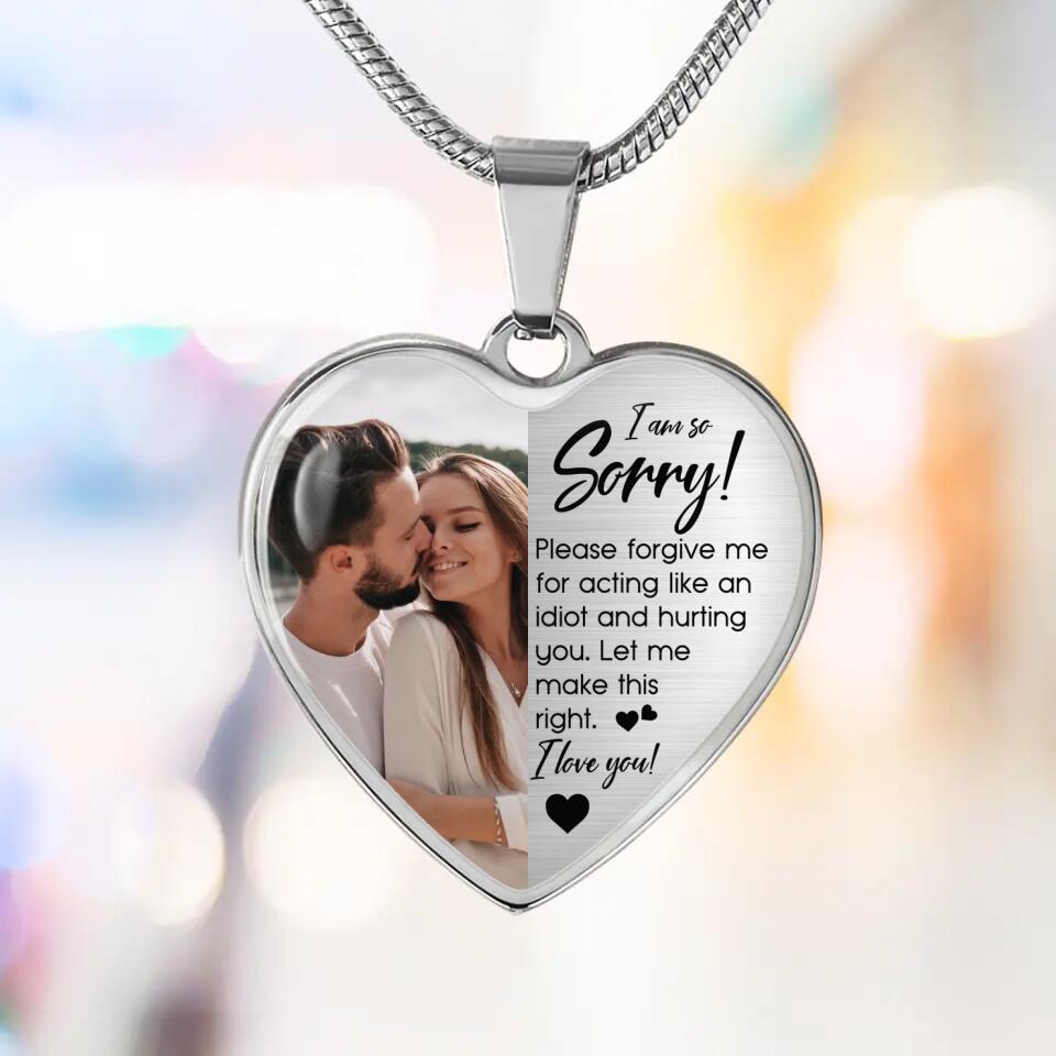 I'm So Sorry Please Forgive Me Personalized Silver Necklace