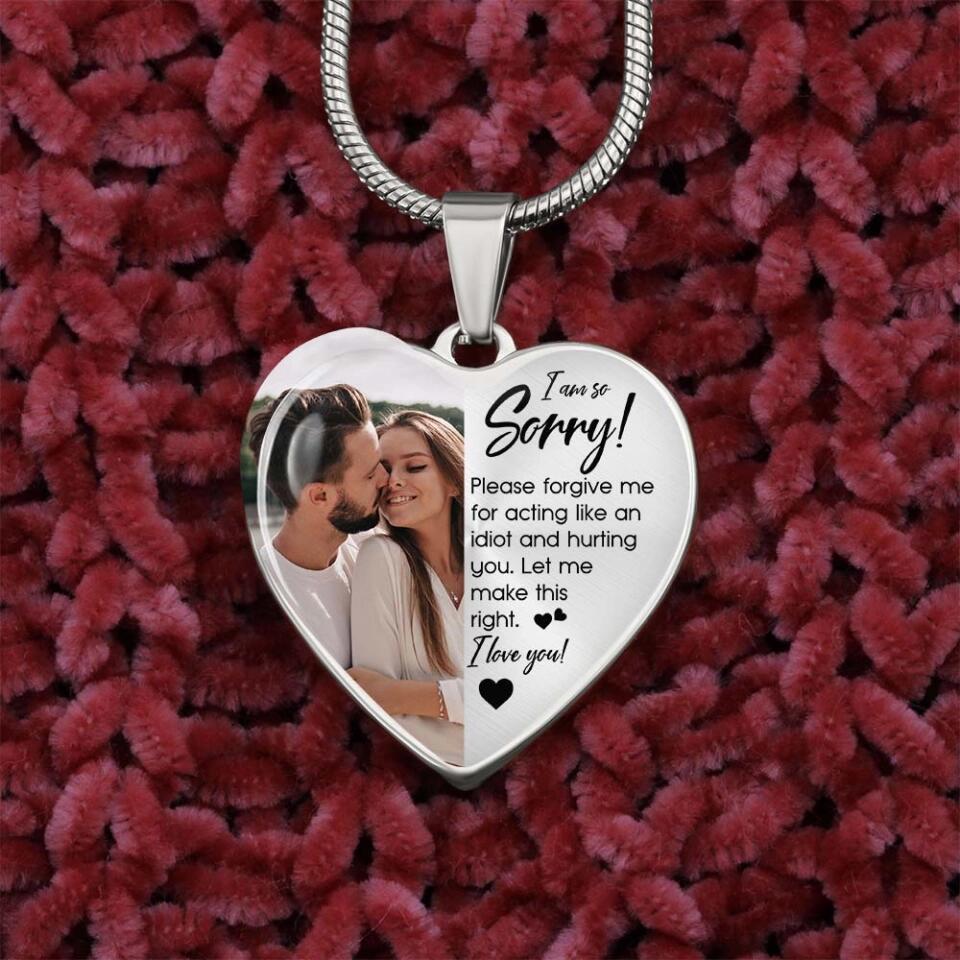 I'm So Sorry Please Forgive Me Personalized Silver Necklace