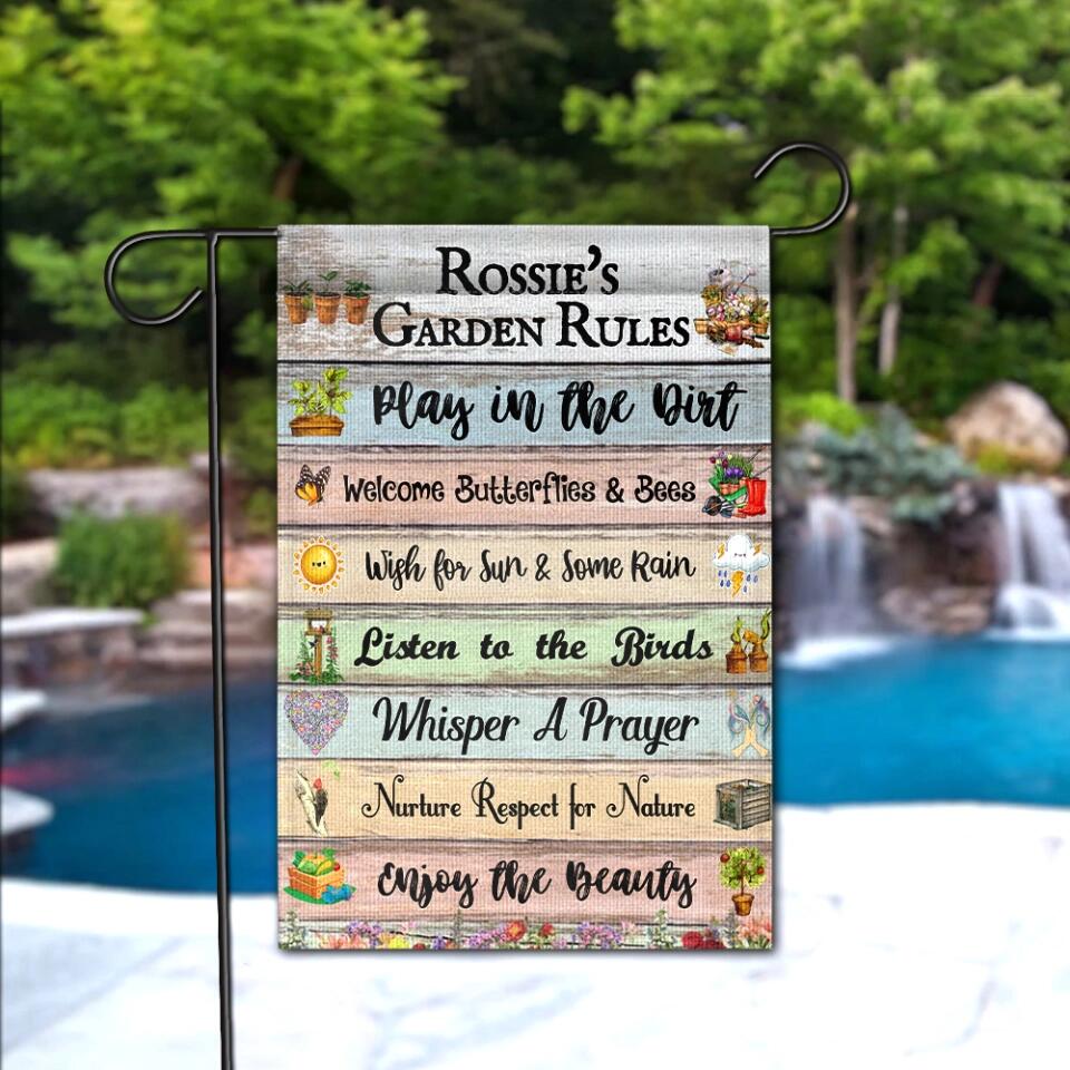 Addicted To Gardening - Garden Rules - Custom Garden Flag - Gift for Gardening Lovers