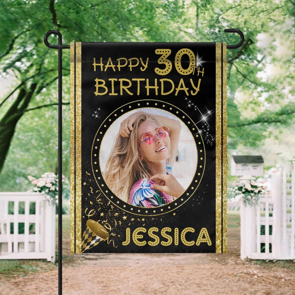 Personalized Happy Birthday Gift, Bday Party Decoration, Custom Photo Flag, Gift for Loved One
