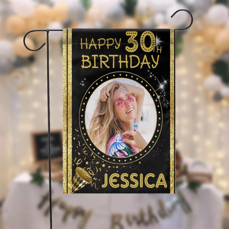 Personalized Happy Birthday Gift, Bday Party Decoration, Custom Photo Flag, Gift for Loved One