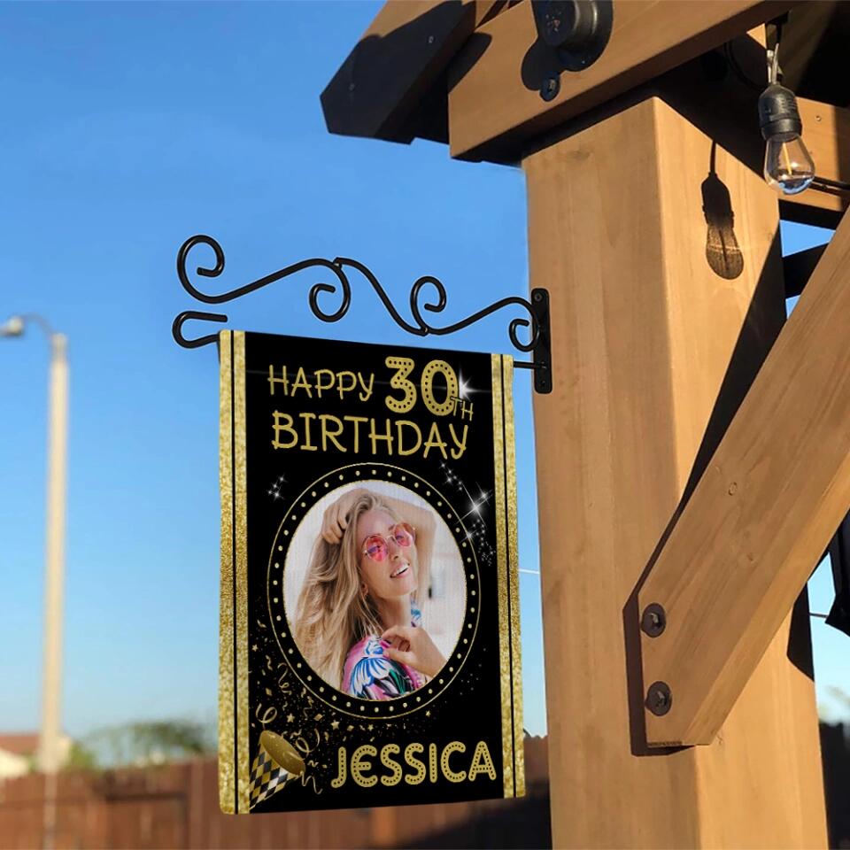 Personalized Happy Birthday Gift, Bday Party Decoration, Custom Photo Flag, Gift for Loved One