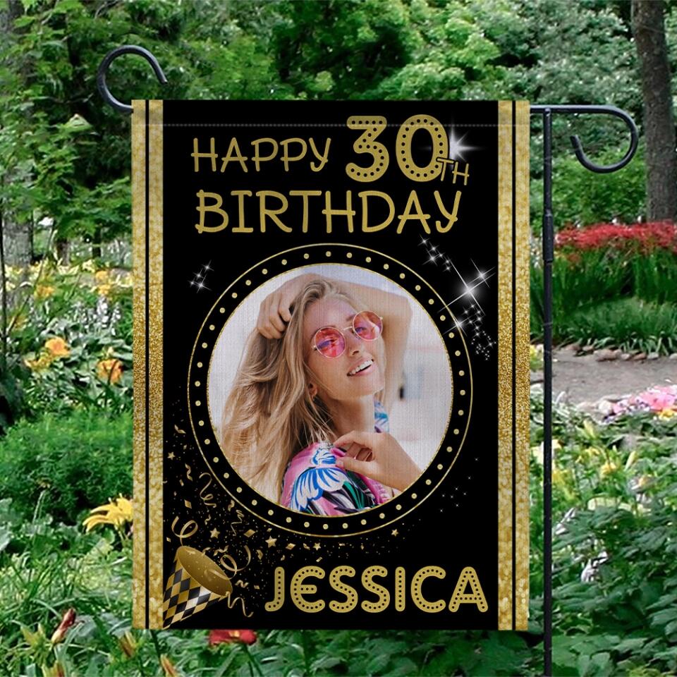 Personalized Happy Birthday Gift, Bday Party Decoration, Custom Photo Flag, Gift for Loved One