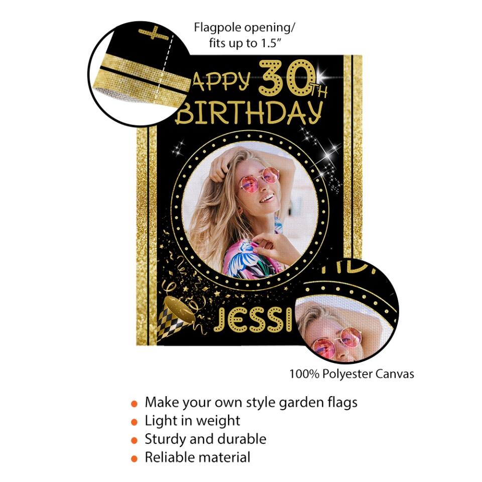 Personalized Happy Birthday Gift, Bday Party Decoration, Custom Photo Flag, Gift for Loved One