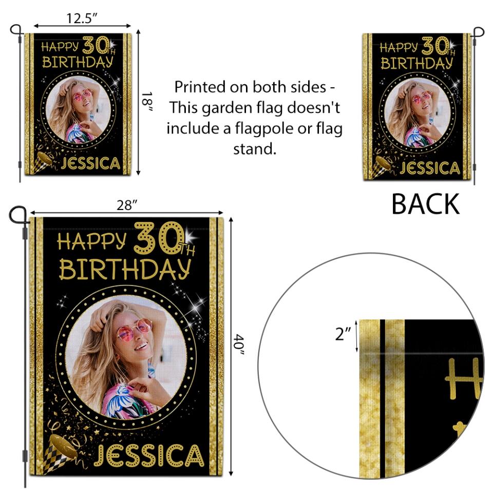 Personalized Happy Birthday Gift, Bday Party Decoration, Custom Photo Flag, Gift for Loved One