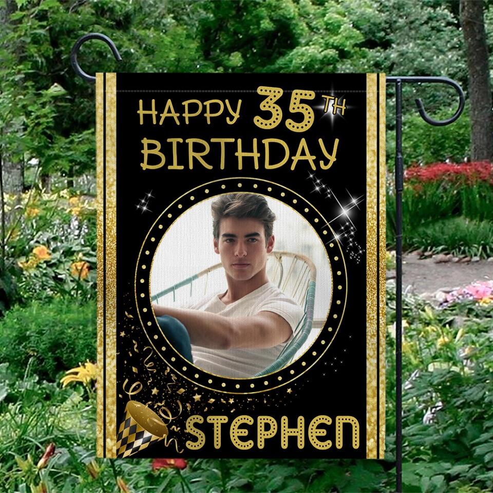 Personalized Happy Birthday Gift, Bday Party Decoration, Custom Photo Flag, Gift for Loved One