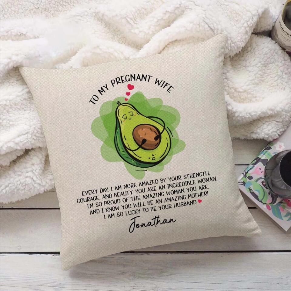 Avocado Mom & Baby - Message To Pregrant Wife from Husband - You Will be An Amazing Mother - Pillow - Custom Name - Bedding Gifts - Birthday Gift for Pregnant Wife - First Mother's Day Gift - 304ICNTLPI494