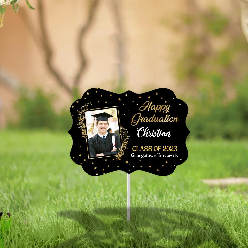 Happy Graduation Class of 2023 - Personalized Photo - Custom Name - Metal Garden Art - Garden Sign - Graduation Gift for Son/Daughter - Gift for Seniors - 304ICNLNMT489