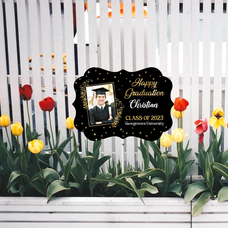Happy Graduation Class of 2025 - Personalized Metal Garden Sign - Graduation Gift for Son/Daughter