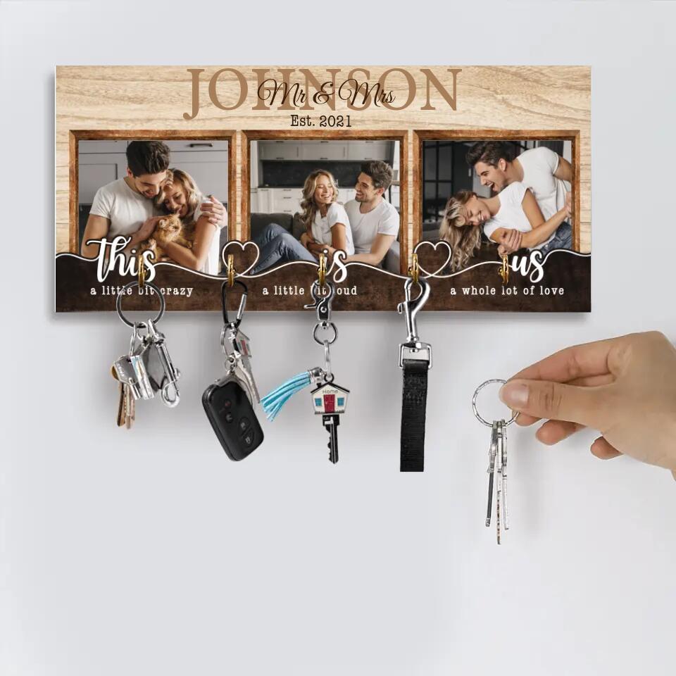 This is Us, Custom Photo, Customizable Name - Personalized Wooden Key Holder Hanger Wall Art Home Decor - Best Gifts for Anniversary Home Decor Christmas - 209IHPTHKH479