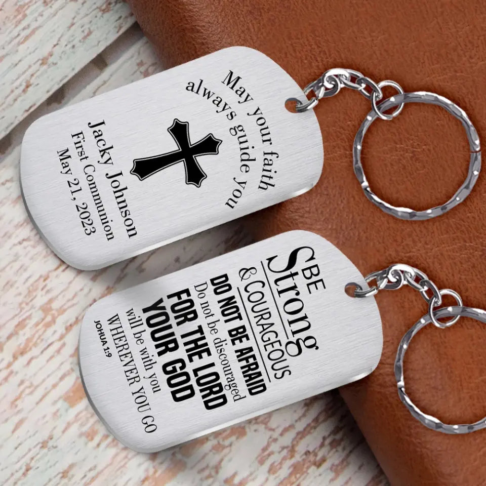 May Your Faith Always Guide You First Communion Personalized Stainless Keychain