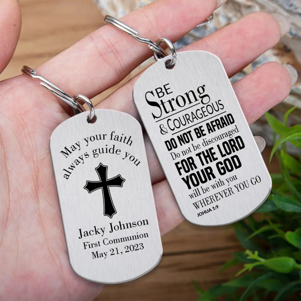 May Your Faith Always Guide You First Communion Personalized Stainless Keychain