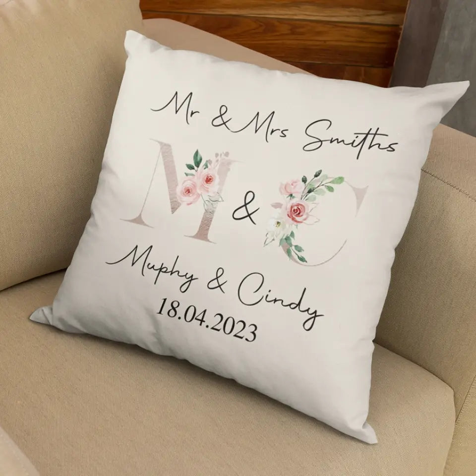 Mr And Mrs Personalised Square Pillow Couple Gifts