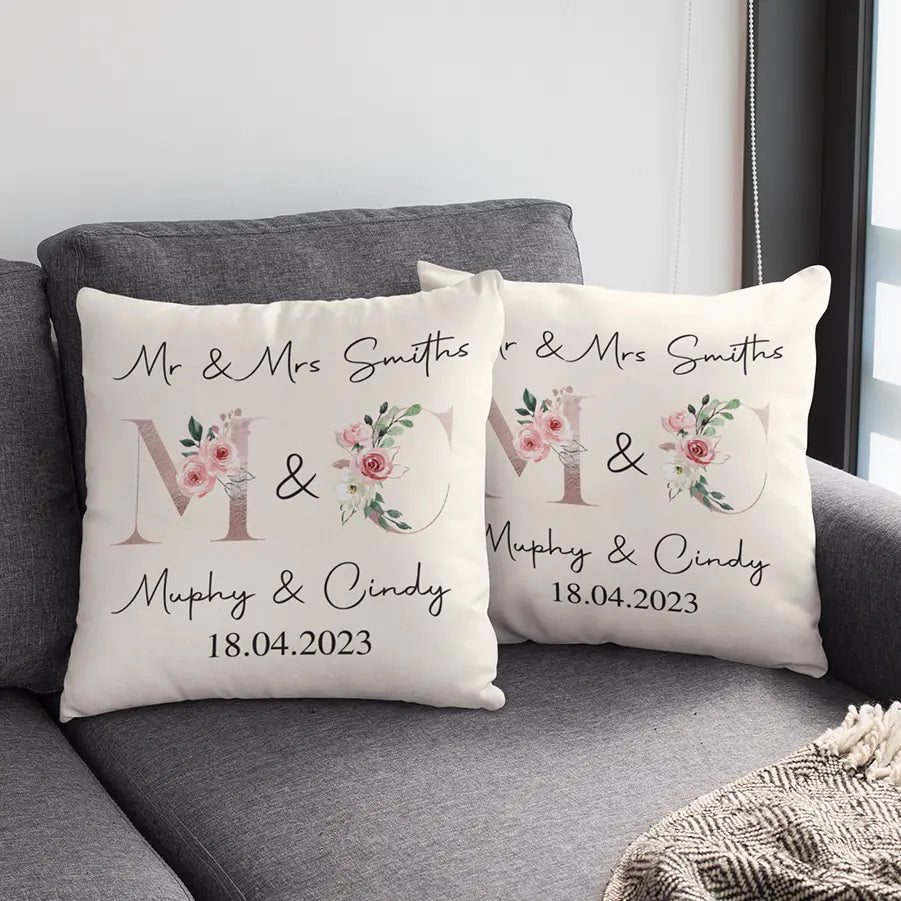 Mr And Mrs Personalised Square Pillow Couple Gifts