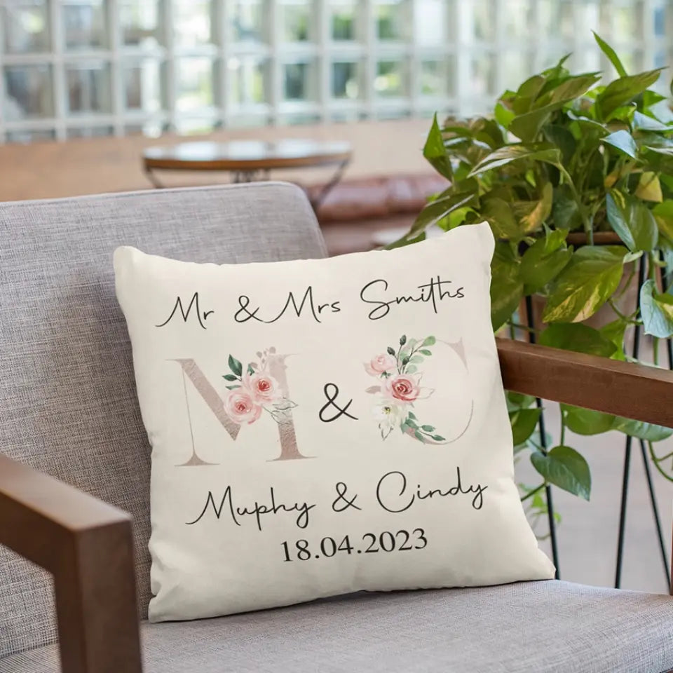 Mr And Mrs Personalised Square Pillow Couple Gifts