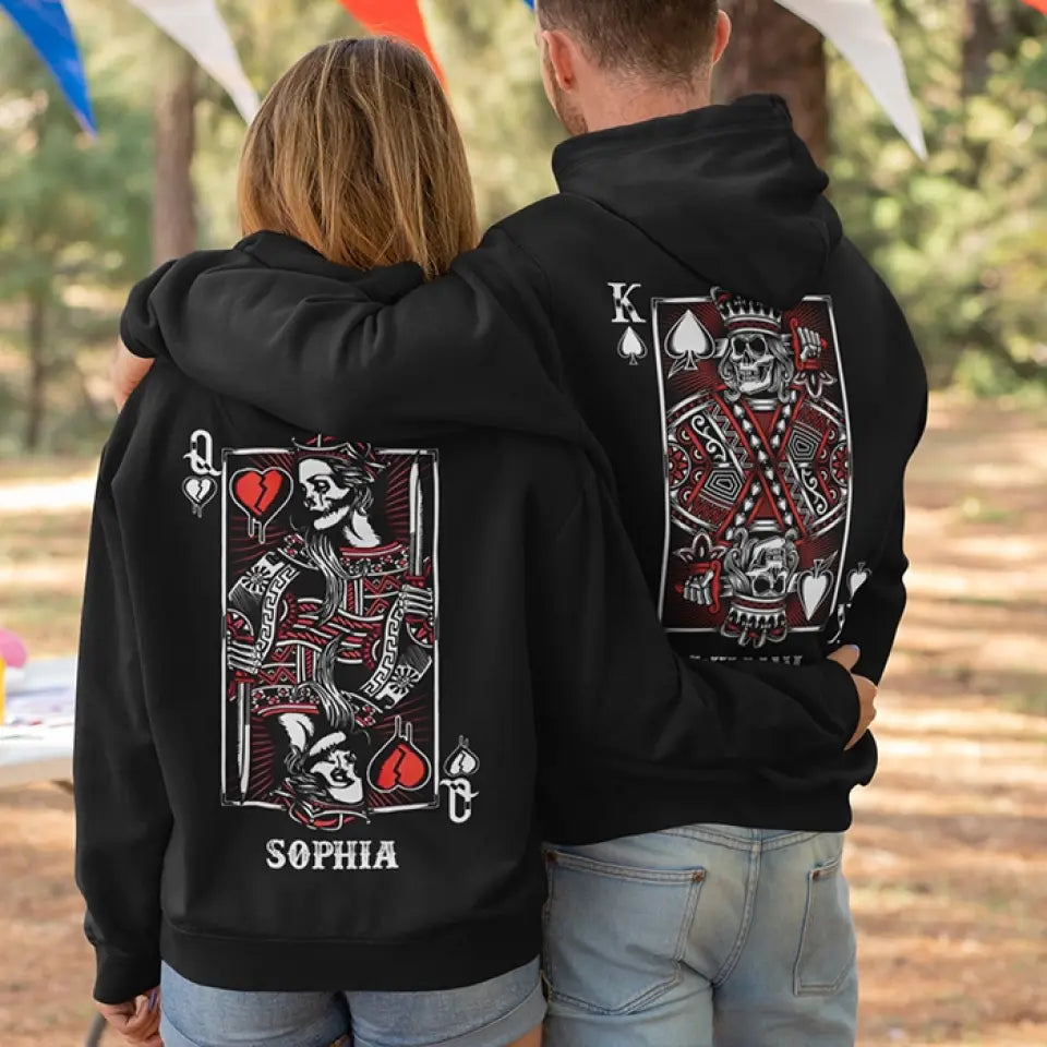 King Queen Skull Couple Customized Hoodies