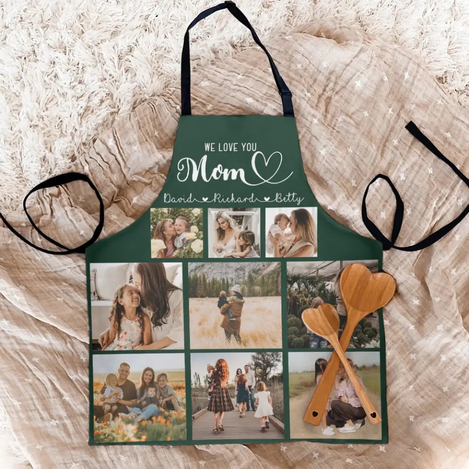 We Love You Mom Multiple Backgrounds Personalized Cooking Kitchen Apron