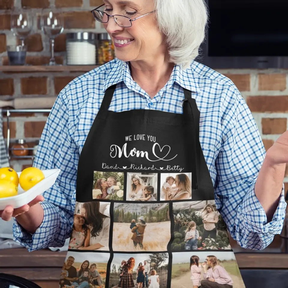 We Love You Mom Multiple Backgrounds Personalized Cooking Kitchen Apron