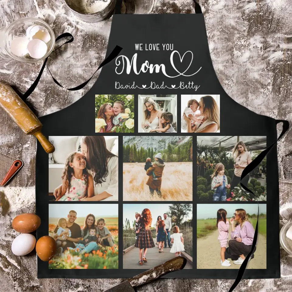 We Love You Mom - Multiple Backgrounds - Personalized Cooking Kitchen Apron - Best Gift For Women Mom Gifts - 304IHPLNAR461