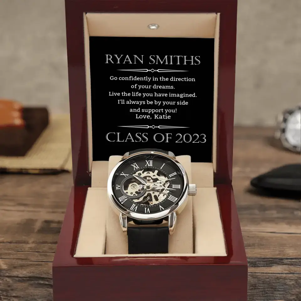Message from Girlfriend to Boyfriend on Graduation - I'll Always Be By Your Side - Personalized Watch
