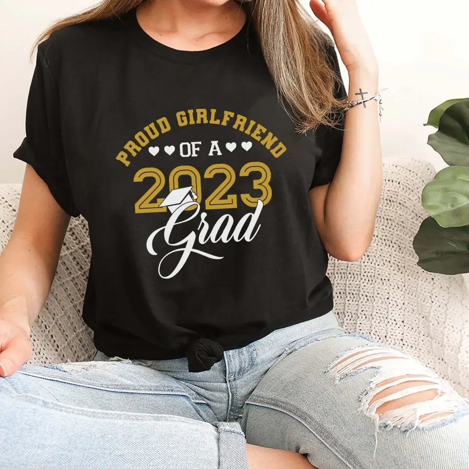 Proud Girlfriend Boyfriend Of A 2025 Personalized T-Shirt Graduation Gift for Her Him