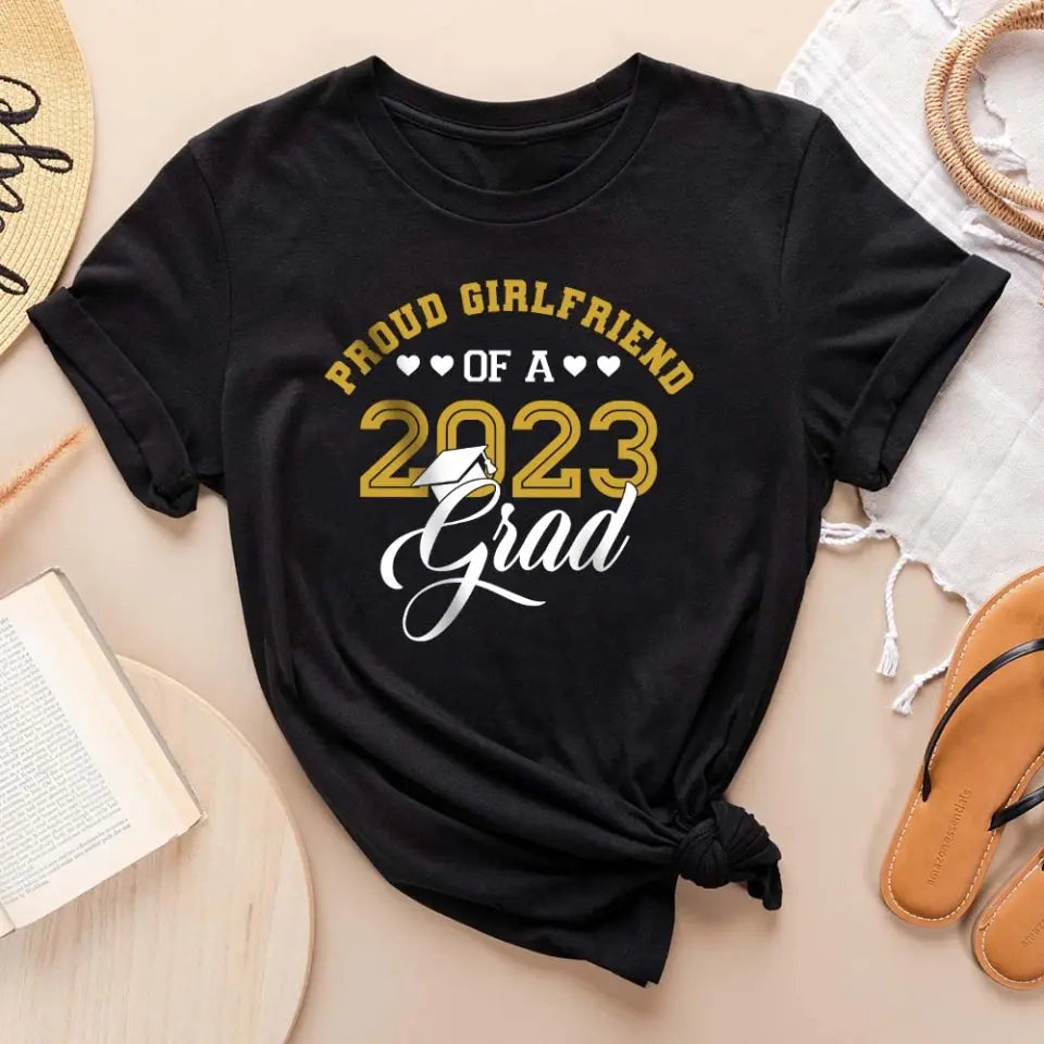 Proud Girlfriend Boyfriend Of A 2025 Personalized T-Shirt Graduation Gift for Her Him