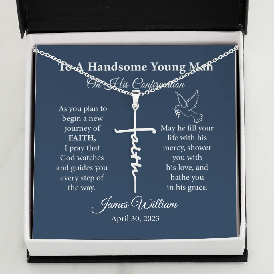 To A Handsome Young Man On His Confirmation Custom Necklace Christ Gift