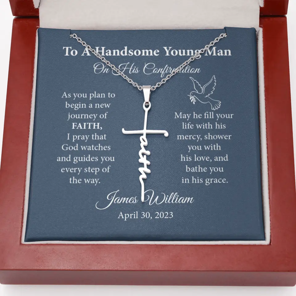 To A Handsome Young Man On His Confirmation Custom Necklace Christ Gift