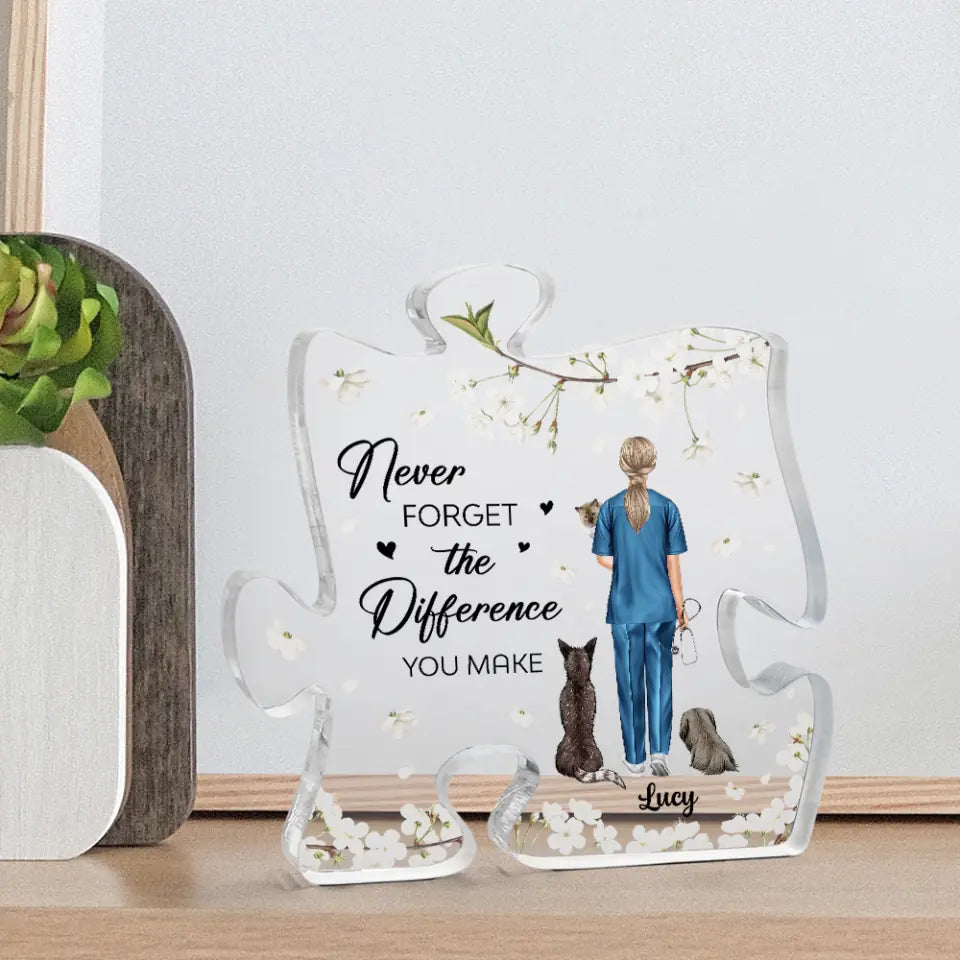 Never Forget The Difference You Make - Puzzle Acrylic Plaque
