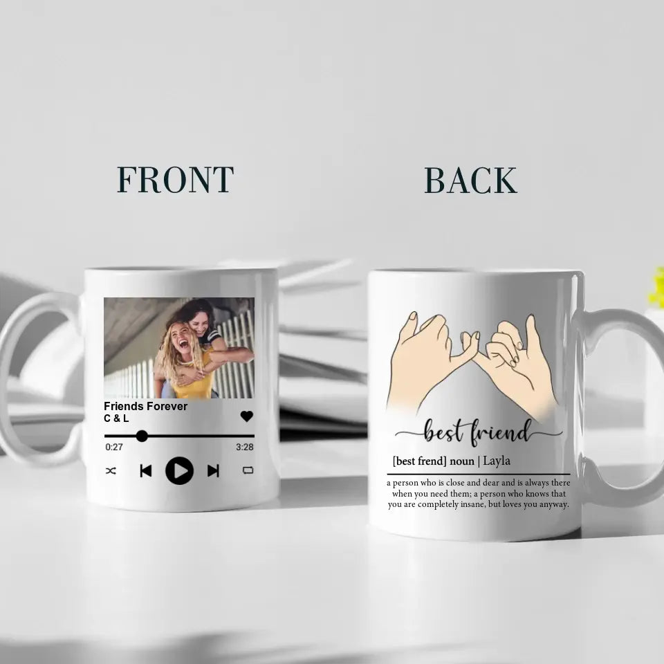 Best Friend Description With Favorite Song Personalized White Mug