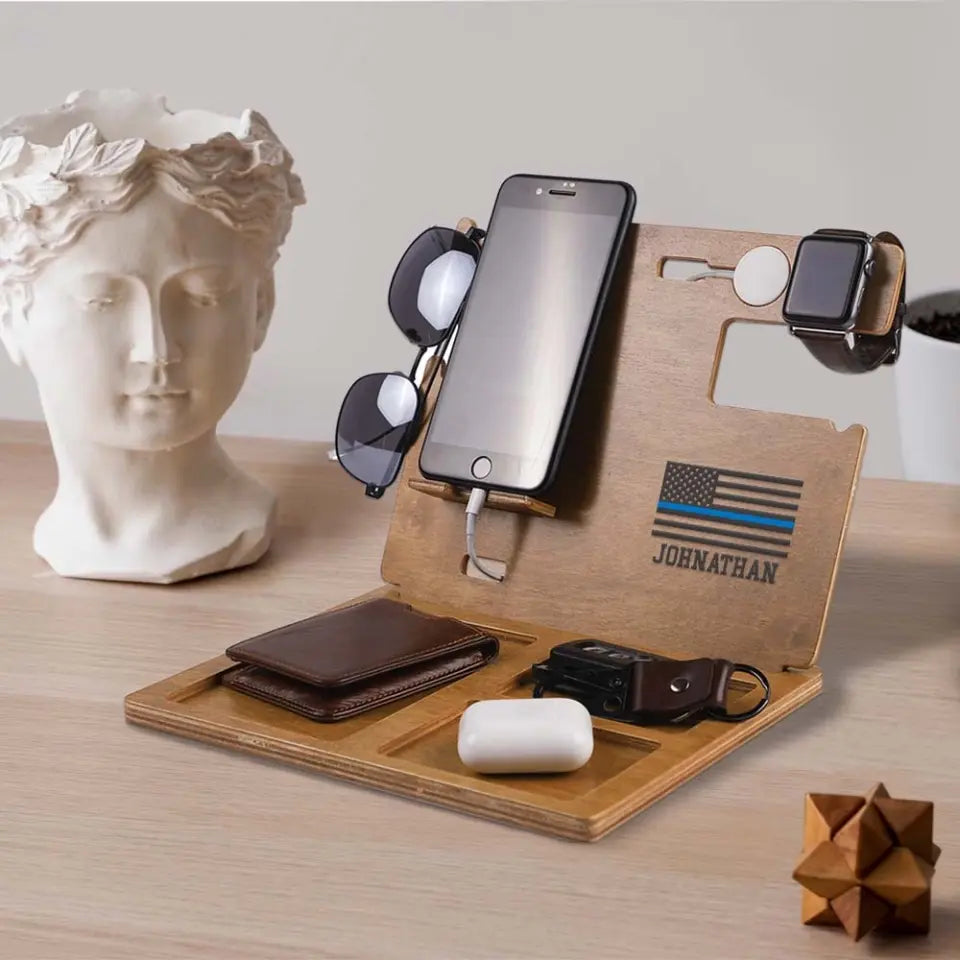 Firefighter/Police Flag Personalized Dock Station