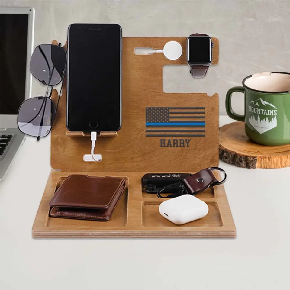 Firefighter/Police Flag Personalized Dock Station
