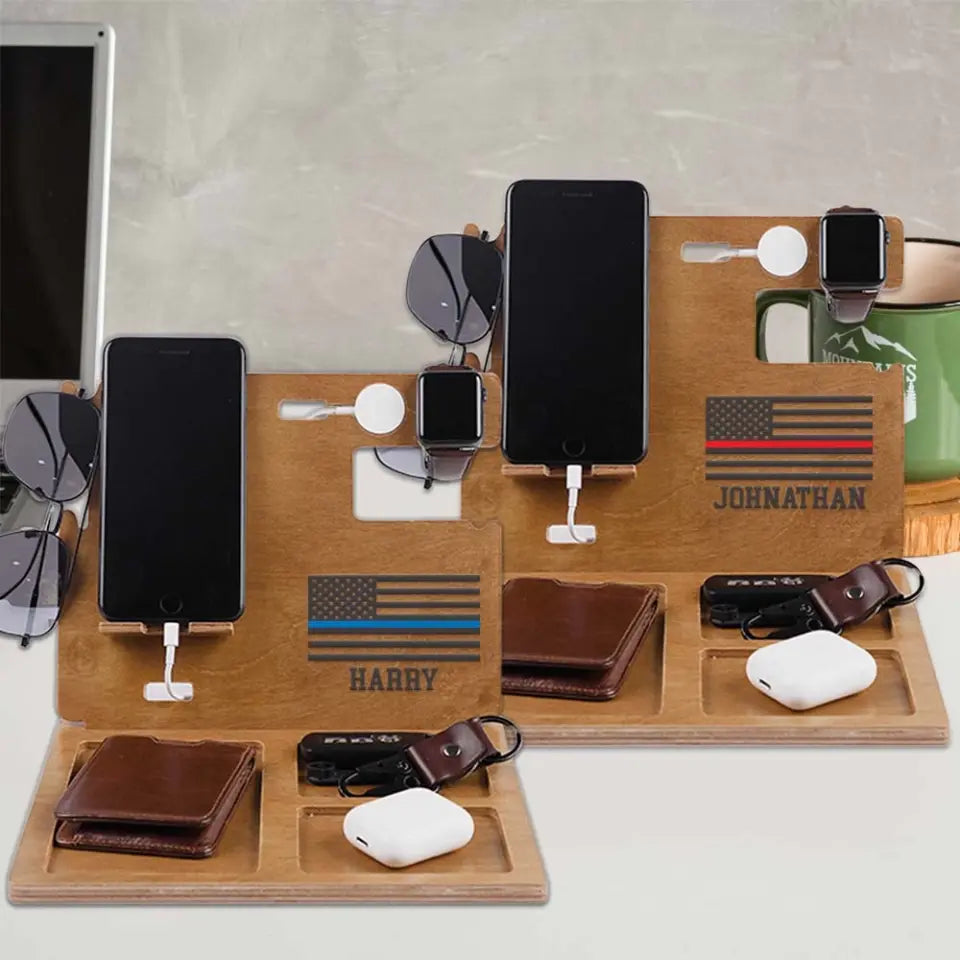 Firefighter/Police Flag Personalized Dock Station