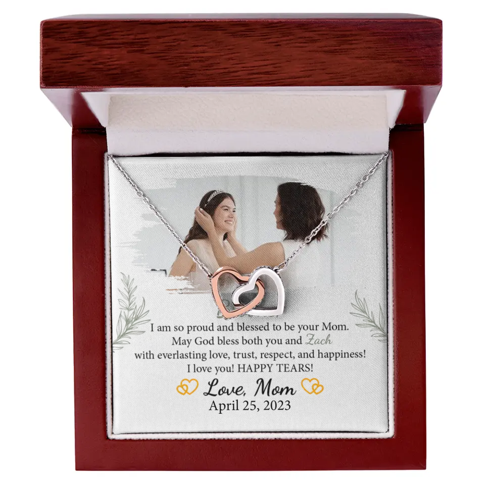 I'm so Proud and Blessed to be Your Mom - Message from Mom to Daughter on Wedding - Necklace - Jewelry - Custom Name & Photo - Wedding Gift - Bridal Shower Gift for Daughter - 304ICNTLJE540