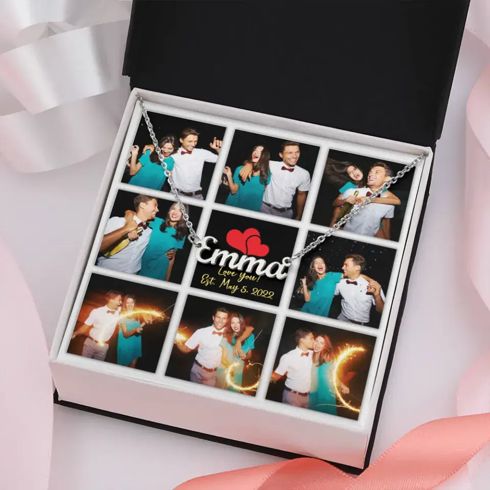 Personalized Valentine Gifts - Custom Name, Text and Date - Personalized Necklace - Gift for Her