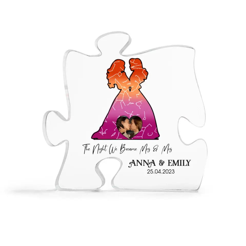 The Night We Become Mr & Mr/Mrs & Mrs - Personalized Acrylic Plaque - Star Map - Gift for LGBT Couple