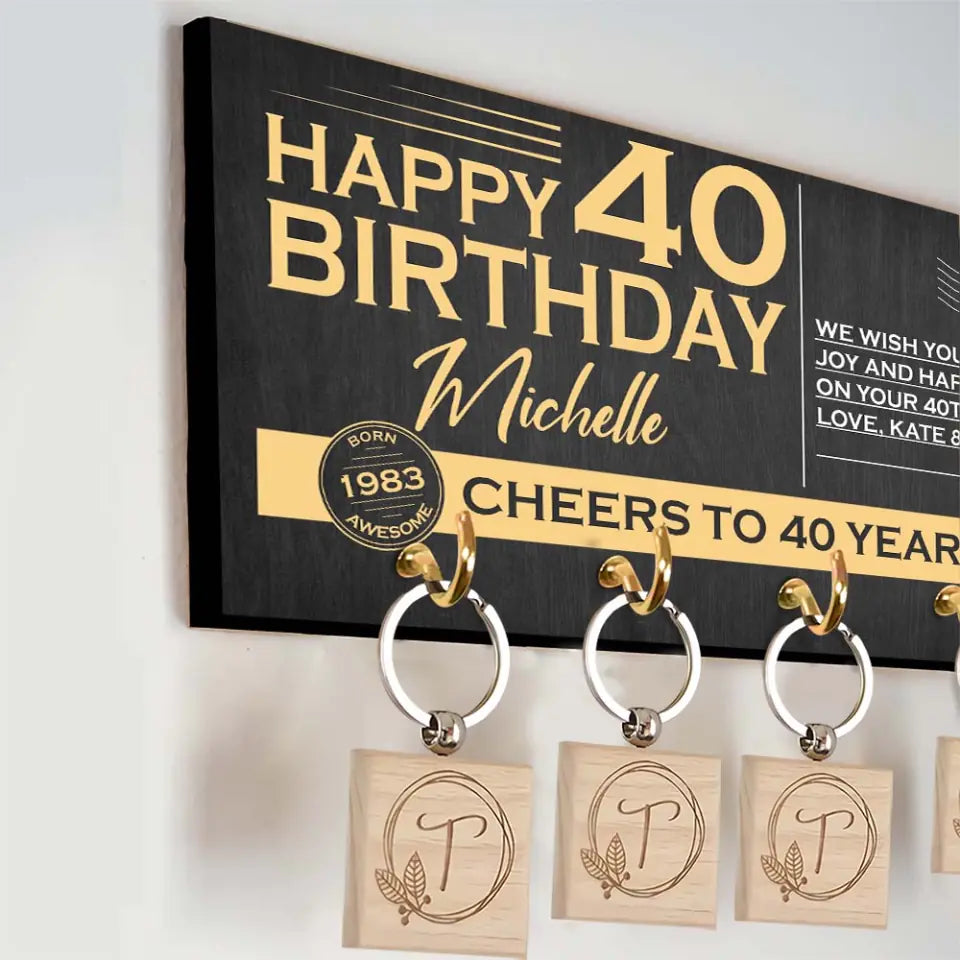 Happy Birthday We Wish You Happiness and Joy - Personalized Wooden Key Holder