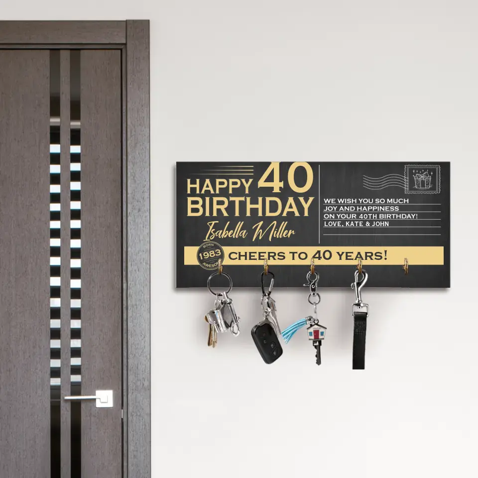 Happy Birthday We Wish You Happiness and Joy - Personalized Wooden Key Holder