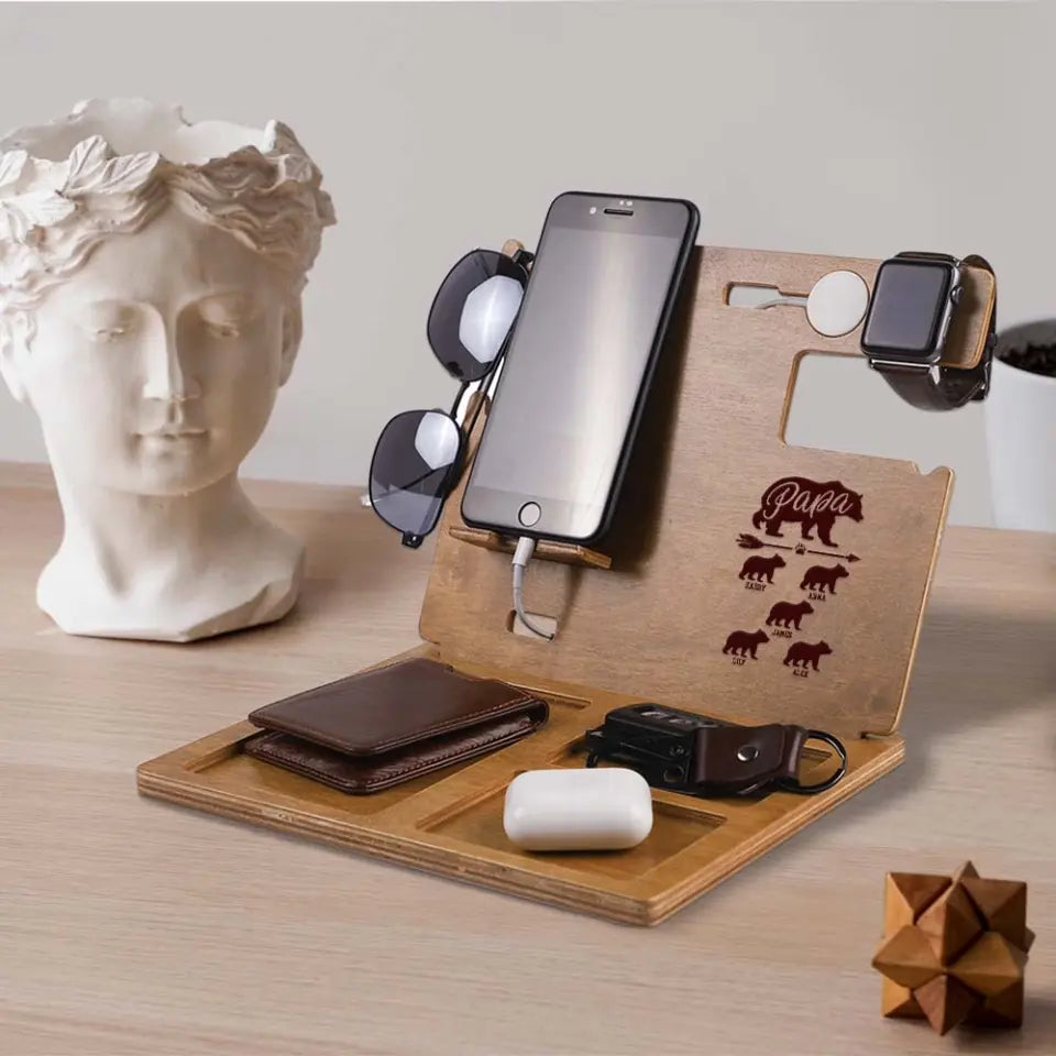 Papa Wood Phone Personalized Docking Station