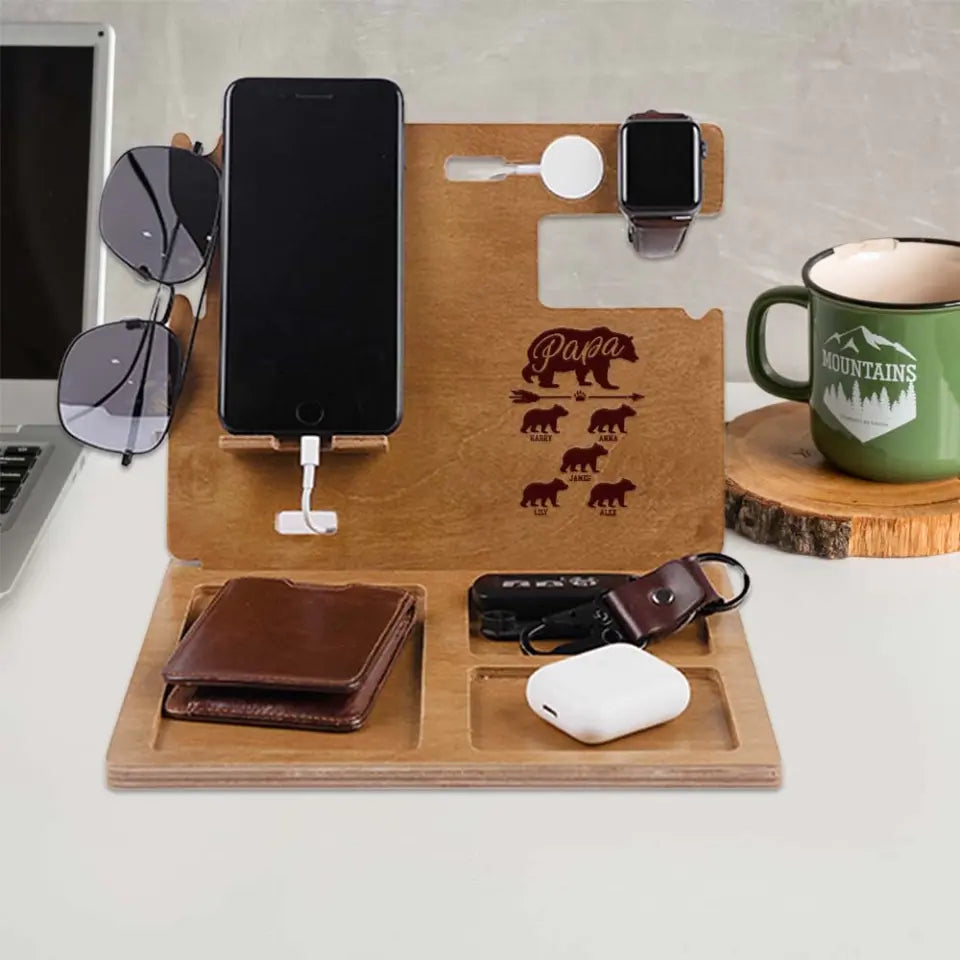 Papa Wood Phone Personalized Docking Station