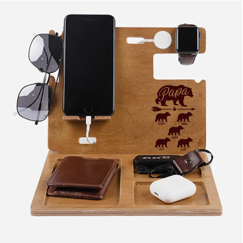Papa Wood Phone Personalized Docking Station