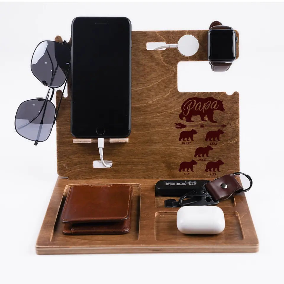 Papa Wood Phone Personalized Docking Station