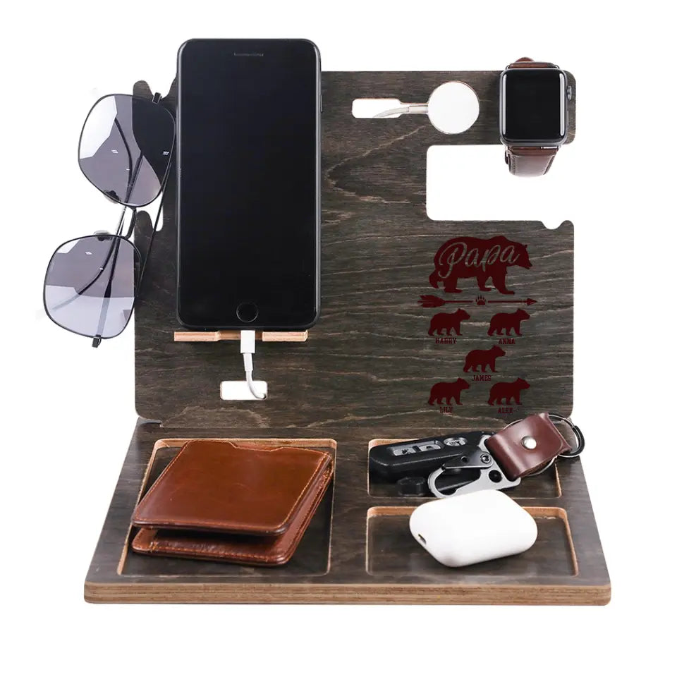 Papa Wood Phone Personalized Docking Station
