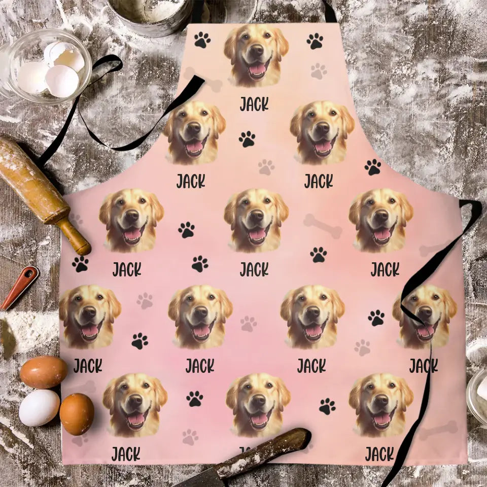 Pet Hand Printed - Custom Face and Name Apron - Best Gift for Pet Lovers For Dog/Cat Lovers - Gift For Him/Her On Special Day - 304IHPLNAR459